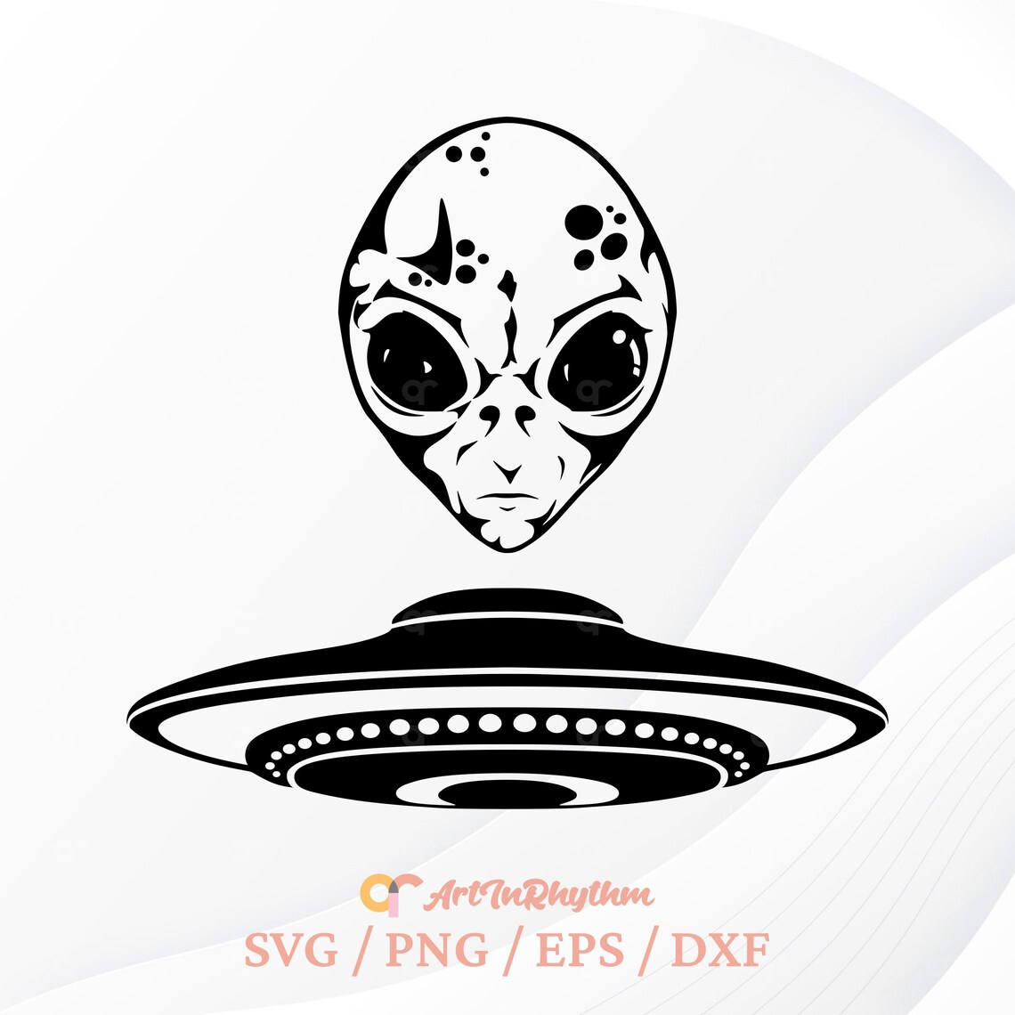Alien Svg, Alien Head and Spaceship Svg, Alien Head Svg, Spaceship Svg ...