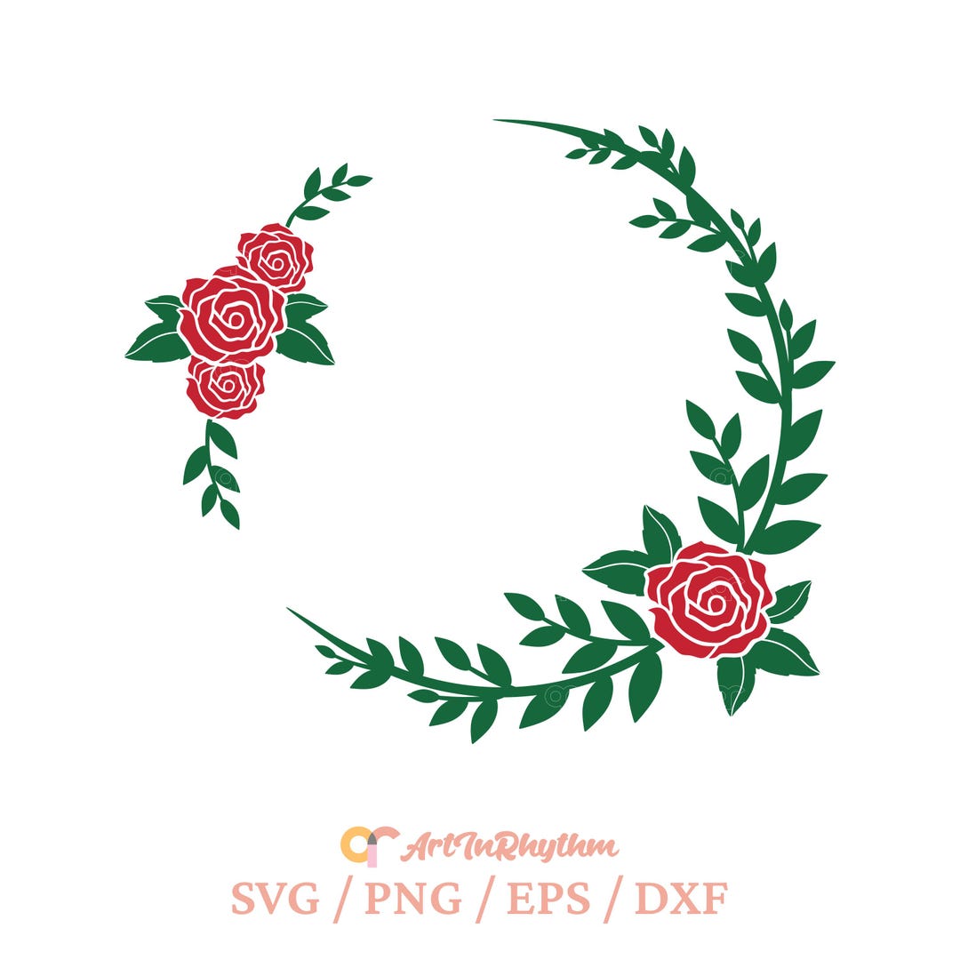 Wreath Svg, Rose Wreath Svg, Decorative Element Svg, Rose Frame Svg ...