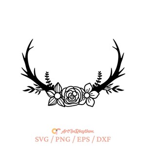 antler svg, antlers, Deer svg, deer antlers, Floral Deer Antlers SVG File, Deer Antlers SVG, Antlers Silhouette, Floral Deer Antlers horn