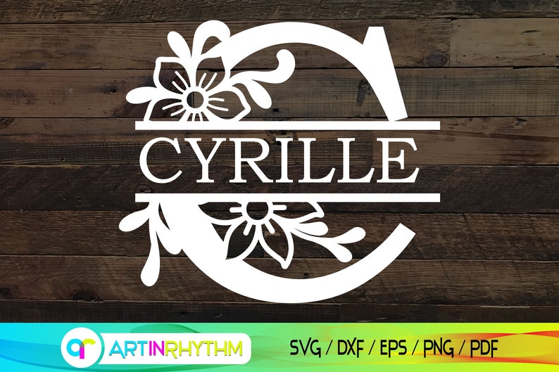Split Letter C Monogram Svg Letter C Monogram Svg Floral Etsy