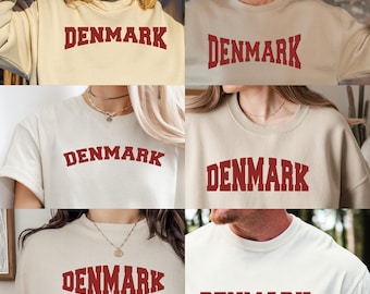 Denmark Varsity text curve svg, Denmark Day Font shirt, Befrielsesdag PNG Dtf sublimation, Denmark May 5 1945 shirt, Denmark Arc text