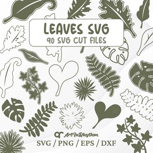 Svg de feuilles, Svg de feuilles, Svg de feuilles tropicales, Svg de feuilles d'automne, Svg de lot de feuilles, Svg botanique, clipart feuilles, Svg plantes, Svg feuille