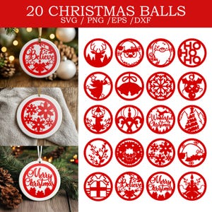 Christmas balls svg bundle, Christmas Tree Ornament svg Bundle, Christmas Ornaments Clipart, Christmas Balls Tree Decorations Craft cut file