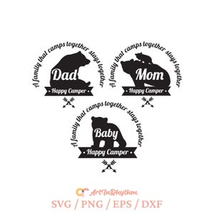 Famille camping chemise svg, svg chemise famille ours, ours famille camp chemise svg, svg chemise famille camping, lot svg camping, lot svg camp