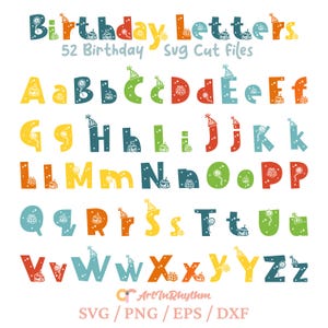 Birthday Svg, Birthday Font Svg, Birthday Letters Svg, Birthday Alphabet Svg, Celebration Letters Svg, Party Font Svg, Celebration Svg