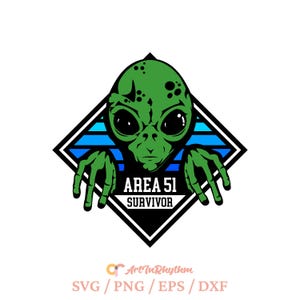Area 51 survivor svg, Alien svg, Green Alien svg, Area 51 svg, Alien shirt design, UFO alien svg, UFO svg, Alien clip art, Alien survivor