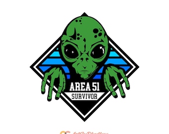 Area 51 survivor svg, Alien svg, Green Alien svg, Area 51 svg, Alien shirt design, UFO alien svg, UFO svg, Alien clip art, Alien survivor
