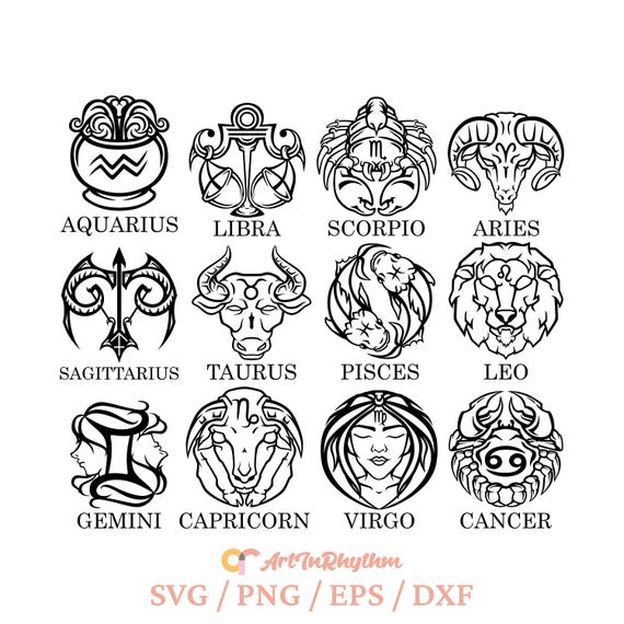 Zodiac Sign Symbols, Zodiac Sign Logo Bundle, Zodiac Sign ...