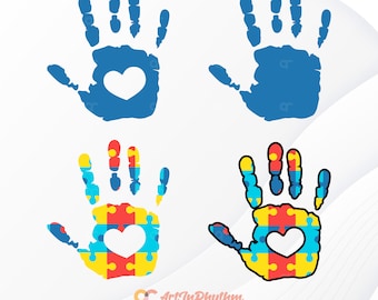 Autism Svg, Autism Handavtryck Svg, Autism Medvetenhet Svg, April Svg, Autism T-shirt Design, Autism Svg Filer, Autism Clipart, Autism Pussel Svg