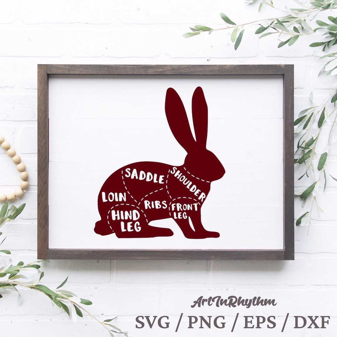 Butcher Meat Chart, Rabbit Meat Chart Svg, Kitchen Meat Chart, Rabbit ...