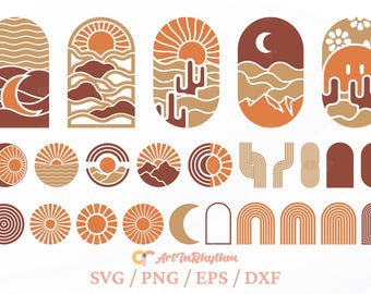 Boho Svg, Modern Boho Svg Bundle, Boho Elements Svg, Boho Wall Arts Svg, Bohemian Svg, Minimalist Svg, Abstract Boho Wall Decors, Hippie Svg