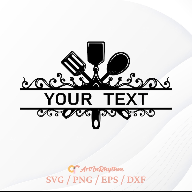 Kitchen Svg, Kitchen Split Monogram Svg, Kitchen Split Frame Monogram