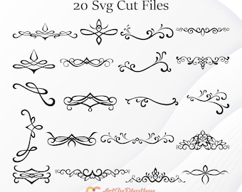 Elementos decorativos Svg, divisores de texto Svg, divisores elegantes Svg, divisores Svg, bordes de texto Svg, Flourish Svg, archivo Svg de elemento decorativo