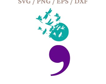 Semicolon Svg, Suicide Awareness Svg, Semicolon Dragonflies Svg, Suicide Prevention Svg, Mental Health Svg, You Matter Svg, Suicide Svg