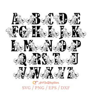 Dinosaurio svg, paquete de dinosaurios svg, paquete de alfabeto de dinosaurios svg, letras de dinosaurios svg, letras del alfabeto A-Z svg, fuente de dinosaurios svg, dinosaurio svg