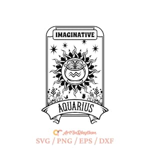 Svg du signe du zodiaque Verseau, carte de tarot Verseau, mois d'anniversaire du zodiaque Verseau, signe astrologique Verseau, signe astrologique Verseau