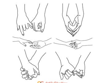 Holding Hands Svg, Pinky Hold Svg, Love, Hands Svg, Love Hand Designs Svg, Handprint Svg, Valentine Svg, Couple Hands Svg, Lovers Svg