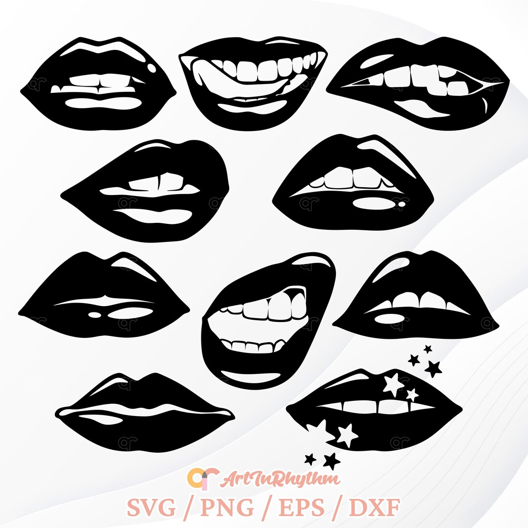 Lips Svg, Lips Svg Bundle, Biting Lips Svg, Lips Svg Cut Files, Kiss