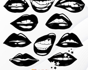 Lips Svg, Lips Svg Bundle, Biting Lips Svg, Lips Svg Cut Files, Kiss Svg, Makeup Svg, Dripping Lips Svg, Mouth Svg, Lips Clip Art, Salon Svg