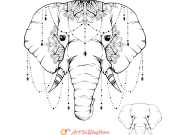 Svg éléphant, Svg mandala éléphant, fichier Svg éléphant, Svg Mandala, éléphant coupe fichier, Clipart éléphant, Clipart Mandala, Svg Animal