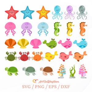 Criaturas marinas Svg, Paquete de criaturas marinas Svg, Animales marinos Svg, Peces Svg, Mar Svg, Océano Svg, Verano Svg, Animal Svg, Bebé Svg, Niños Svg