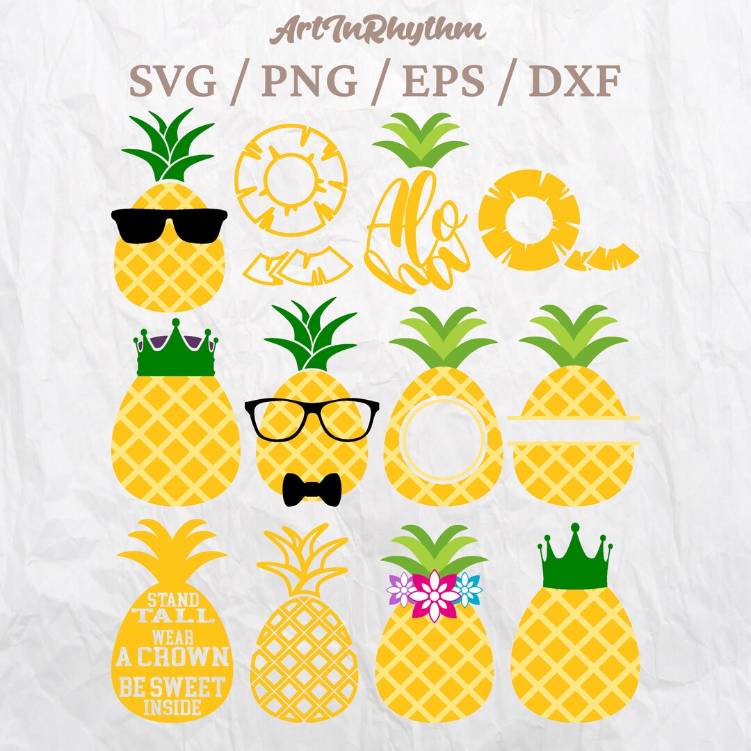 Piñas svg, rodajas de piña svg, paquete de piña svg, frutas svg ...