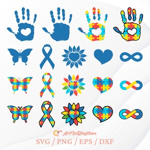 Autism Svg, Autism Awareness Svg, Autism Svg Bundle, Autism Puzzle Svg, Heart Svg, Sunflower Svg, Awareness Ribbon Svg, Puzzle Svg, ASD Svg