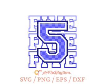 Vijfjarige svg, vijfde verjaardag svg, 5e verjaardag svg, geruite vijf Svg, feestvarken svg, feestvarken svg, 5e verjaardag babyshirt