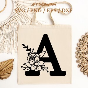 Letra A SVG, letra A floral, alfabeto SVG, letra SVG, monograma de letra, letra floral, fuente SVG, letras florales SVG, alfabeto floral SVG