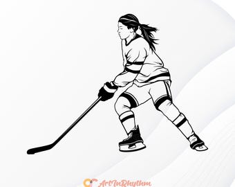 Hockeyspieler-Svg, Hockeyspielerin-Svg, Hockeyspieler-Svg, Eishockey-Svg, Hockeyschläger-Svg, Hockey-Puck-Svg, Sport-Svg, Hockey-Svg-Dateien