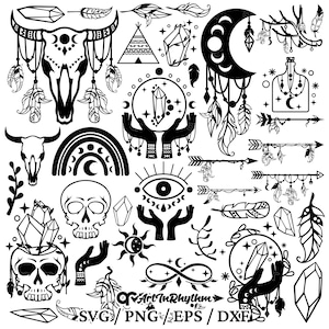 Boho Svg, Boho Celestial Svg, Boho Mágico Svg, Arquivos Boho Svg, Celestial Svg, Lua Svg, Boho Feathers Svg, Boho Clip Arts, Mystical Svg