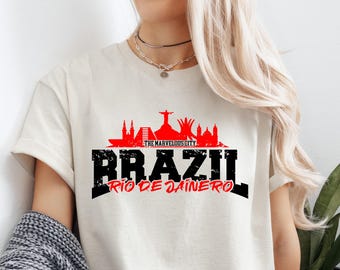 Distressed Brazil shirt svg, Rio De Janeiro DTF Design, Brazil PNG sublimation, Brazil Cricut cut files, Vintage Brazil shirt vector