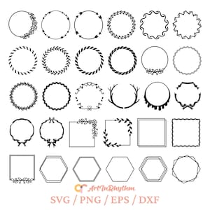 May include: A set of 28 black and white circle, square, and hexagon frame outlines. The frames are perfect for adding a decorative touch to your projects.