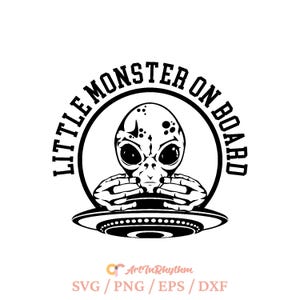 Little monster on board svg, Alien svg, Car svg, Vinyl car sticker design svg, Alien svg cut files, Car decal svg, UFO svg, Window car svg
