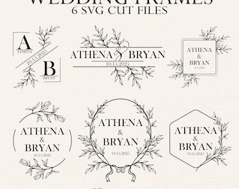 Wedding Frame Svg Bundle, Wedding Name Border Svg, Wedding Crest Svg, Wedding Invitation Border Svg, Floral Frame Svg, Floral Wreath Svg