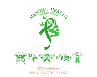 Mental Health svg, Mental Health awareness ribbon svg, Mental Health green ribbon svg, Mental health matters svg, Mental Health shirt svg