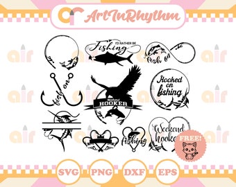 Heart Fish Hooks Svg, Bass Fishing Svg, Fishing Hook Svg. Vector Cut file  Cricut, Silhouette, Pdf Png Eps Dxf, Decal, Sticker, Vinyl, Pin