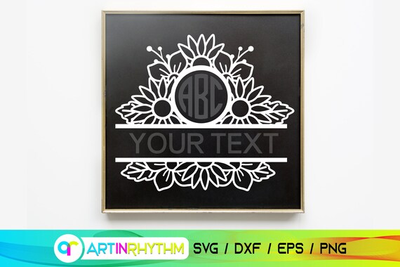 Floral Split Monogram Frame Svg Wedding Monogram Svg Family - Etsy
