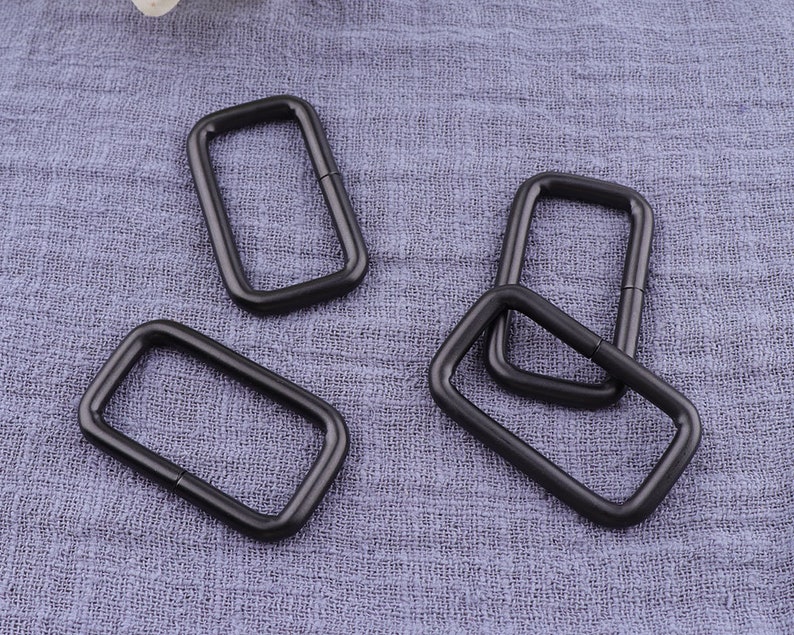 1-14\uff0832mm\uff09 Black Square ring,rectangle loop ring,bag straps,Purse Making Accessories 12pcs Black rectangular buckles