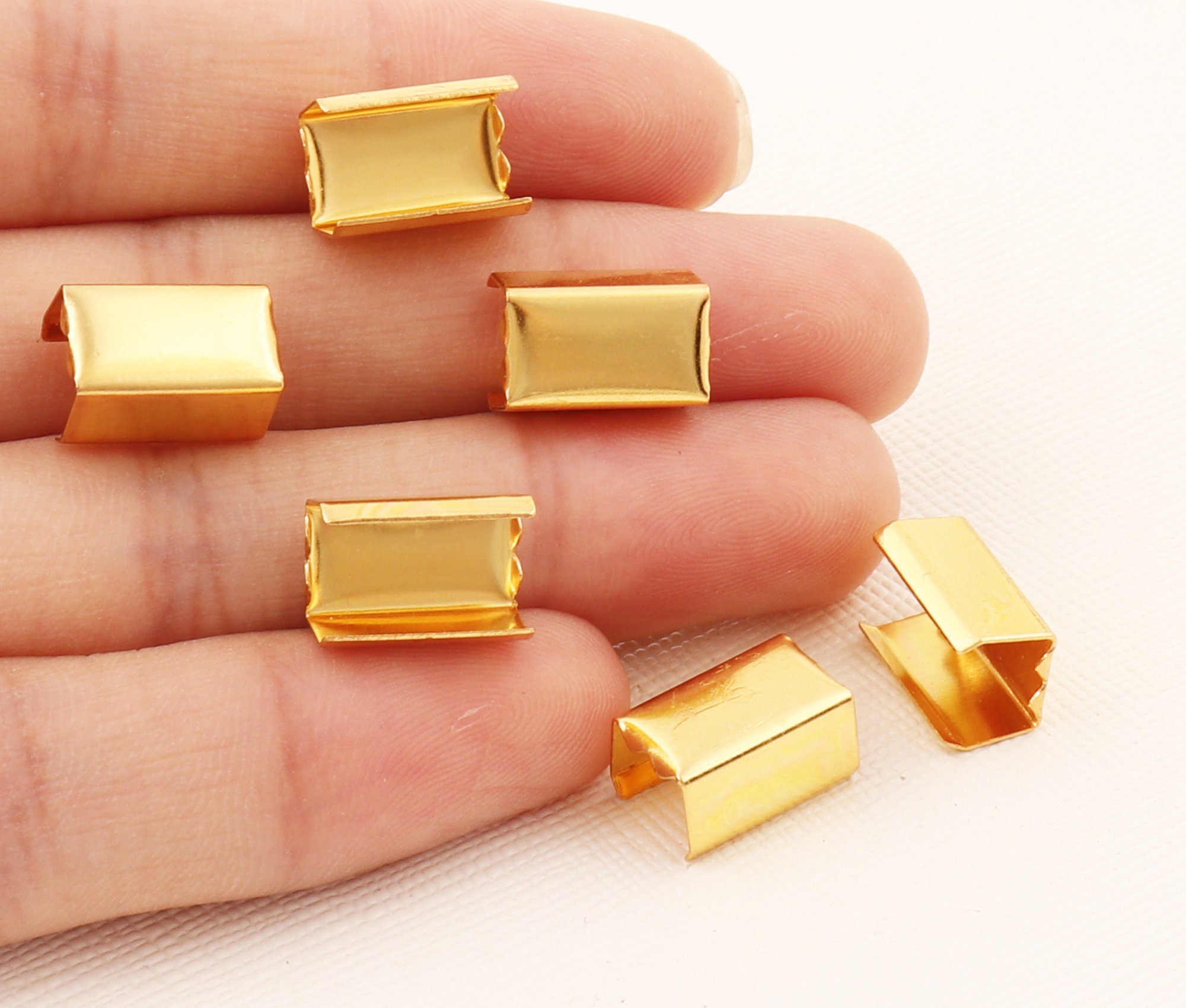 Gold Ribbon Clip,flat Ribbon Clamp,140pcs Suspender Clip,cord End,8mm ...