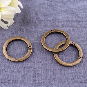 6pcs Antique Brass Spring Gate Rings，spring ring,Bronze Oval O Rings,Snap Hooks -   1&quot; （25mm）