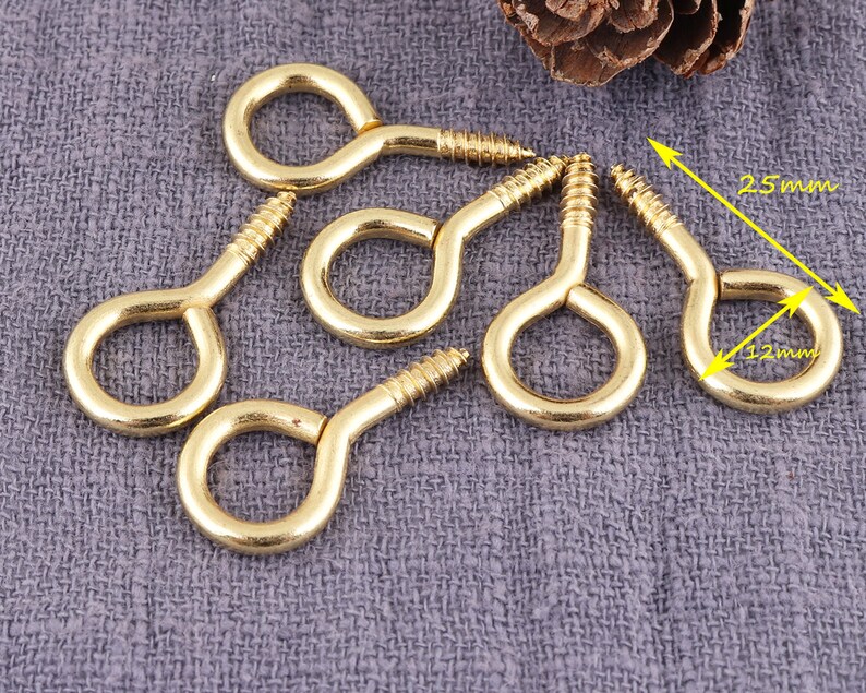 Light gold Mini Eye Hooks 25mm Small Screw Plated Screw Eye Hook Mini