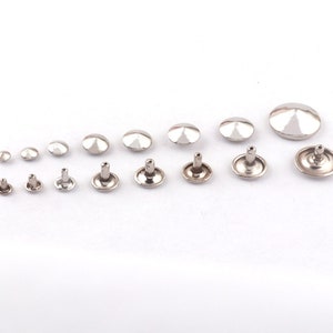 100sets Metal Material Silver Double Cap Rivets Studs for Leathercrafts 5mm,6mm,7mm,9mm,10mm,11mm,12mm,18mm Craft Supplies DIY