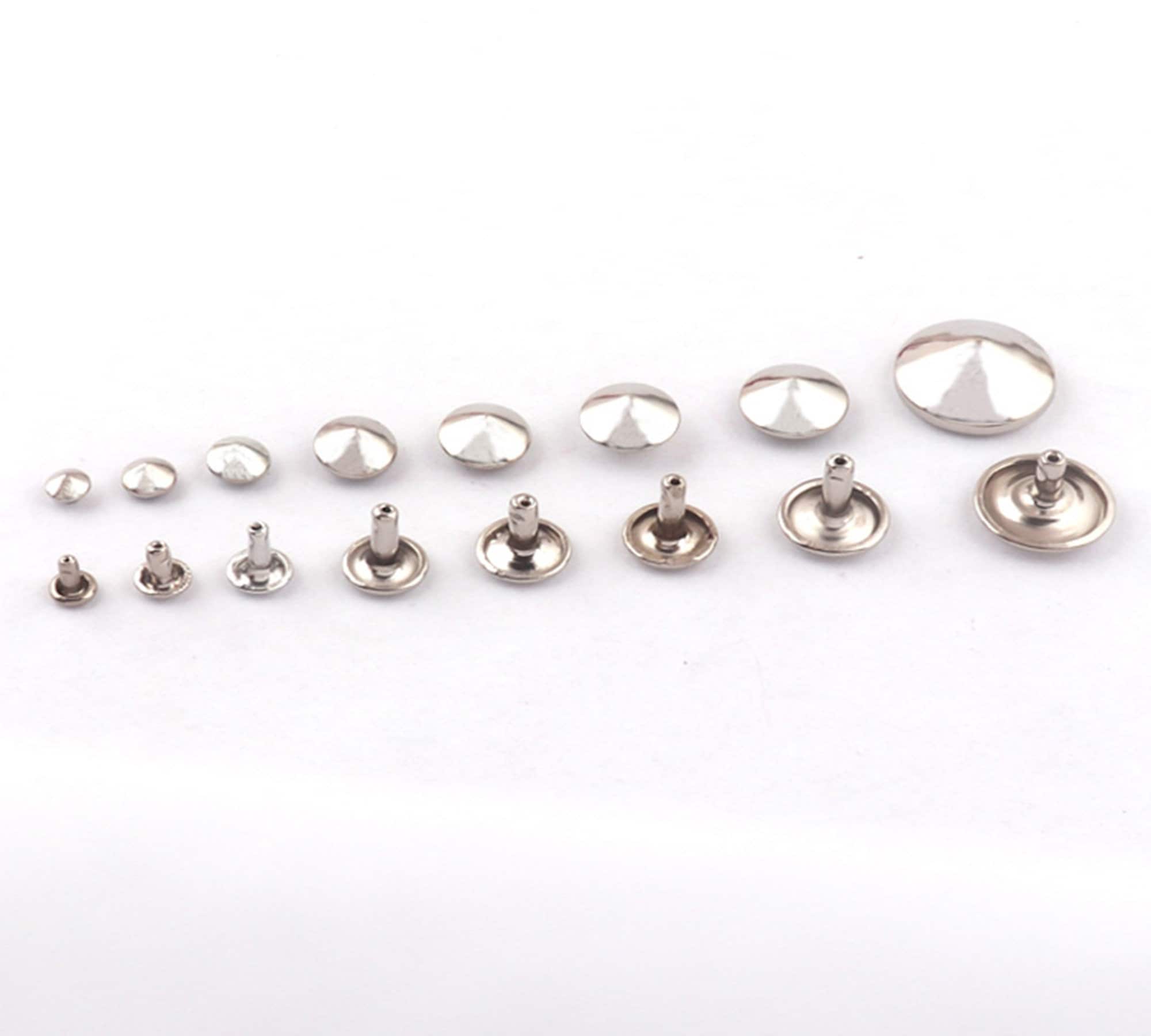 100sets Metal Material Silver Double Cap Rivets Studs for Leathercrafts ...
