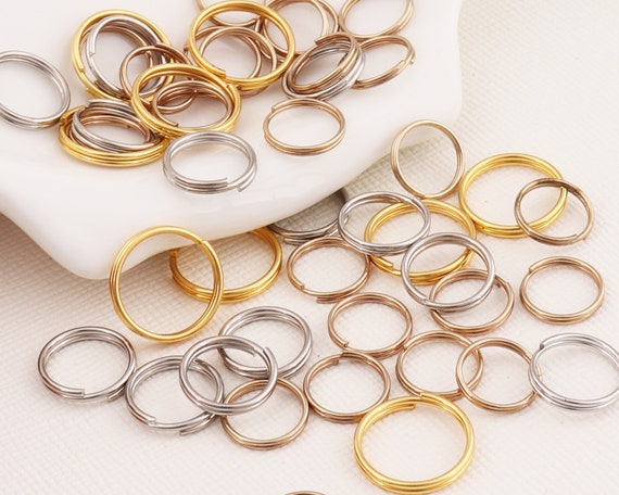 Rose Gold Round Split Key Rings Key Chain Charm Clasp Supplies,Small Jump O  Rings Loop Metal Key Ring Pendant,Key Fob Hardware (12mm,100pcs)
