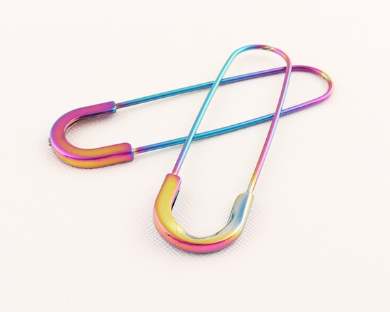 Rainbow Safety Pins Large Sewing Pins for Knitting and Crochet Stitch  Makers Metal Charms Safety Pins-8pcs 