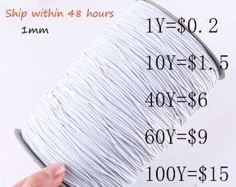 1mm Runde elastische Schnur & String für DIY Masken, Handwerk, Perlen, Armband, Premium elastische Band, Stoff elastisch