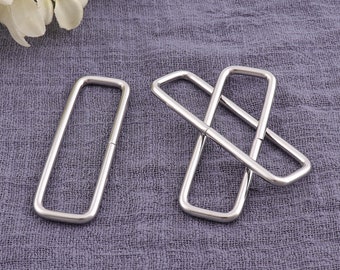 10pcs Silver Rectangle D Ring,welded Metal Square Buckle, rectangle loop ring,bag straps,shoes buckle -  2"（50mm）