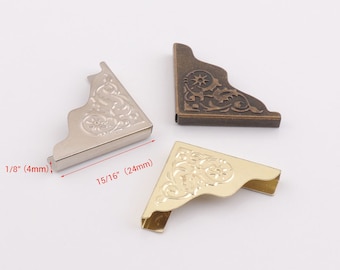 20PCS Silver/Gold/ Bronze book protect corners , photo frame corner , Metal Book binding,notebook corner,corner protector - 1" (25mm）