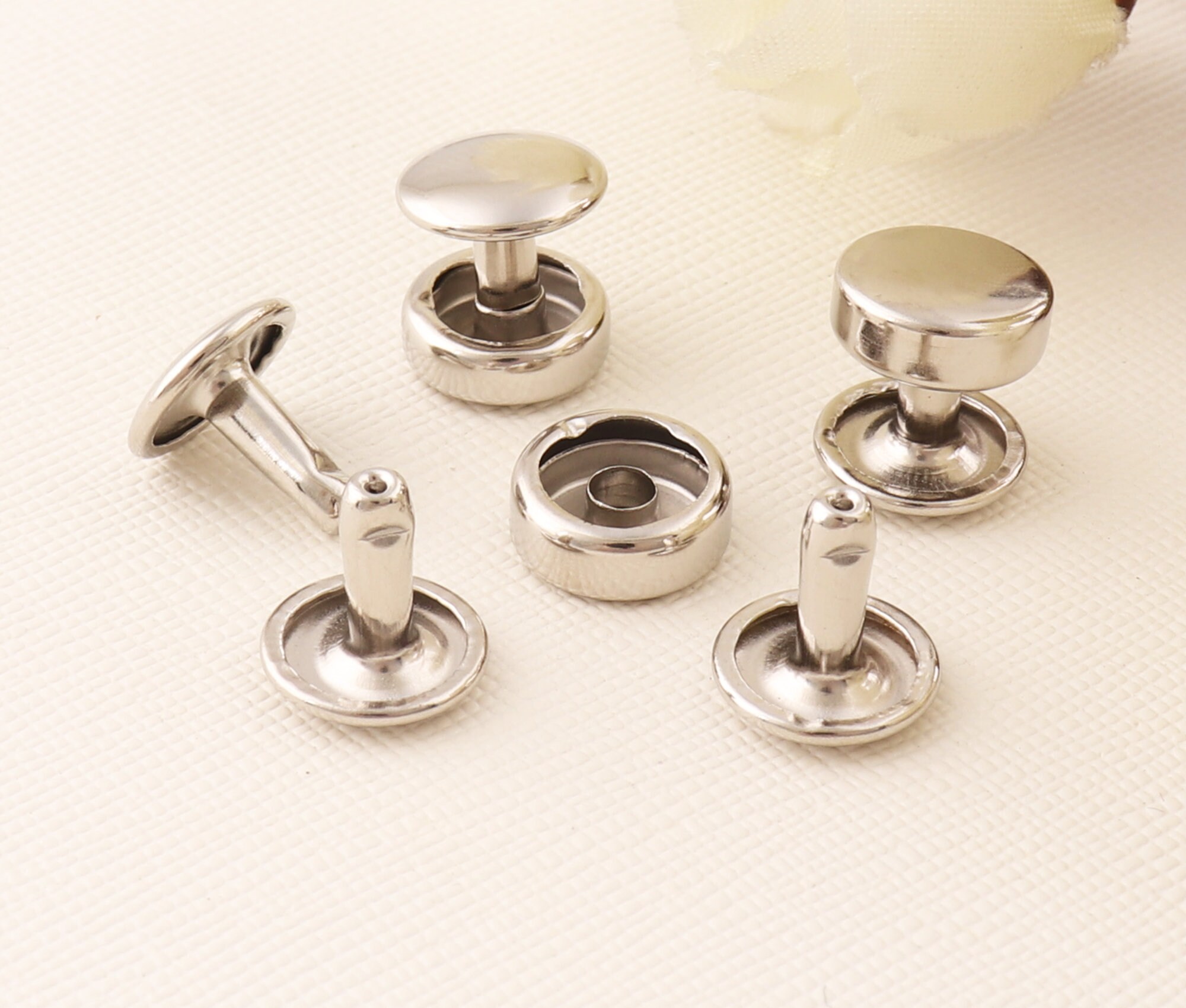 50 Sets Plata Metal Remaches De Doble Cara Studs Punk Para